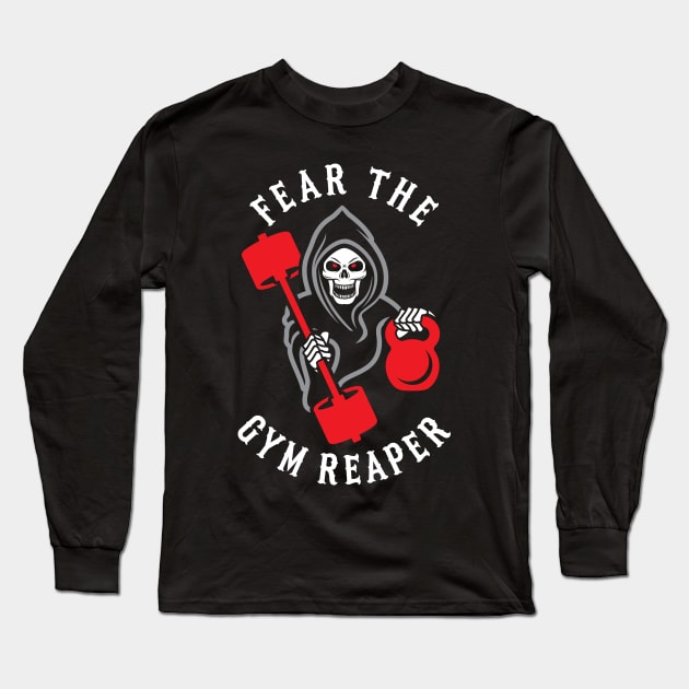 Fear The Gym Reaper Long Sleeve T-Shirt by brogressproject